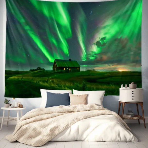 Aurora Northern Lights Hanging Tapestry Wall Art Large Tapestry Mural Decor Photograph Backdrop Blanket Curtain Home Bedroom Living Room Decoration