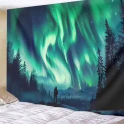Aurora Northern Lights Hanging Tapestry Wall Art Large Tapestry Mural Decor Photograph Backdrop Blanket Curtain Home Bedroom Living Room Decoration