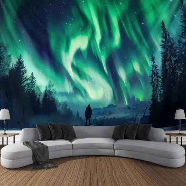 Aurora Northern Lights Hanging Tapestry Wall Art Large Tapestry Mural Decor Photograph Backdrop Blanket Curtain Home Bedroom Living Room Decoration