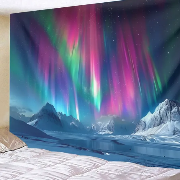 Aurora Northern Lights Hanging Tapestry Wall Art Large Tapestry Mural Decor Photograph Backdrop Blanket Curtain Home Bedroom Living Room Decoration