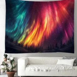 Aurora Northern Lights Hanging Tapestry Wall Art Large Tapestry Mural Decor Photograph Backdrop Blanket Curtain Home Bedroom Living Room Decoration