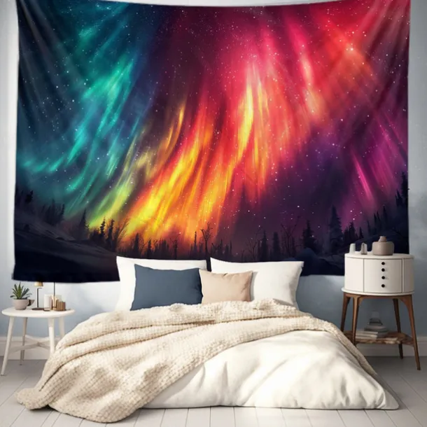 Aurora Northern Lights Hanging Tapestry Wall Art Large Tapestry Mural Decor Photograph Backdrop Blanket Curtain Home Bedroom Living Room Decoration
