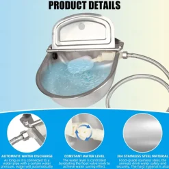 Automatic Pet Water Fountain - 304 Stainless Steel, Large Capacity Dispenser for Dogs, Outdoor Trough for Livestock, Chicken, Cow, Horse