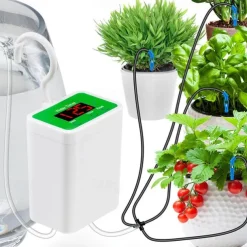 Automatic Watering System USB Power Automatic Drip Irrigation Kit 8 Drop Arrow Holiday Plant Watering Devices for Indoor Potted Plants LED Display DIY Automatic Plant Waterer Gift for Gardening Lovers