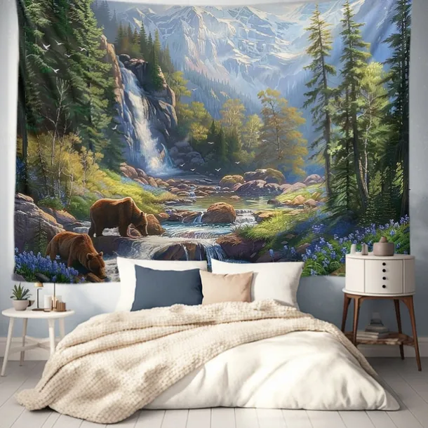 Autumn Deer Forest Hanging Tapestry Wall Art Large Tapestry Mural Decor Photograph Backdrop Blanket Curtain Home Bedroom Living Room Decoration