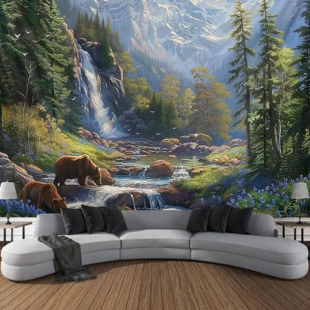 Autumn Deer Forest Hanging Tapestry Wall Art Large Tapestry Mural Decor Photograph Backdrop Blanket Curtain Home Bedroom Living Room Decoration