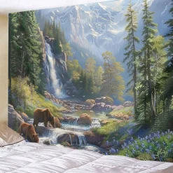 Autumn Deer Forest Hanging Tapestry Wall Art Large Tapestry Mural Decor Photograph Backdrop Blanket Curtain Home Bedroom Living Room Decoration