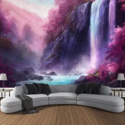 Autumn Forest Cascade Hanging Tapestry Wall Art Large Tapestry Mural Decor Photograph Backdrop Blanket Curtain Home Bedroom Living Room Decoration