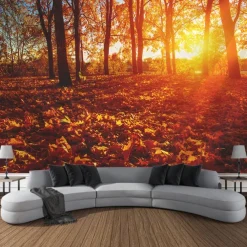 Autumn Forest Scenery Tapestry Wall Art Large Tapestry Wall Decoration Photography Background Blanket Curtain Home Bedroom Living Room Decoration