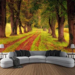 Autumn Forest Scenery Tapestry Wall Art Large Tapestry Wall Decoration Photography Background Blanket Curtain Home Bedroom Living Room Decoration