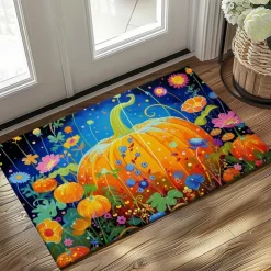 Autumn Pumpkin Folk Art Doormat Kitchen Mat Floor Mat Non-Slip Area Rug Oil Proof Rug Indoor Outdoor Mat Bedroom Decor Bathroom Mat Entrance Rug