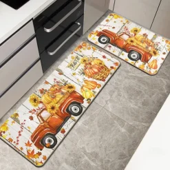 Autumn Pumpkin Truck Area Rug Kitchen Mat Non-Slip Oil Proof Floor Mat Livingroom Rug Indoor Outdoor Mat Bedroom Decor Bathroom Mat Entrance Rug Door Mat