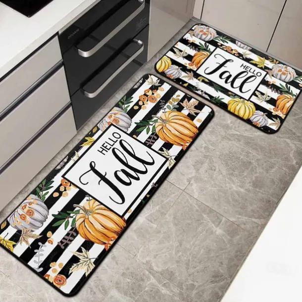 Autumn Pumpkin Truck Area Rug Kitchen Mat Non-Slip Oil Proof Floor Mat Livingroom Rug Indoor Outdoor Mat Bedroom Decor Bathroom Mat Entrance Rug Door Mat