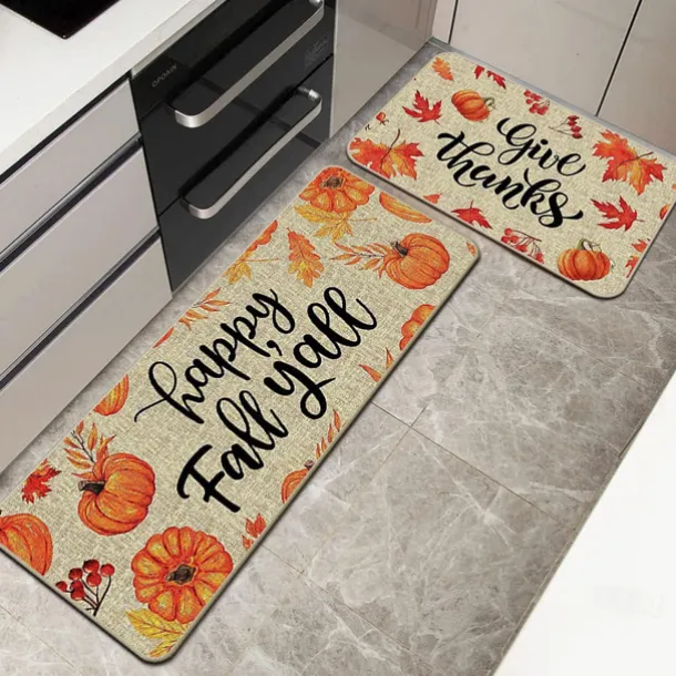 Autumn Pumpkin Truck Area Rug Kitchen Mat Non-Slip Oil Proof Floor Mat Livingroom Rug Indoor Outdoor Mat Bedroom Decor Bathroom Mat Entrance Rug Door Mat