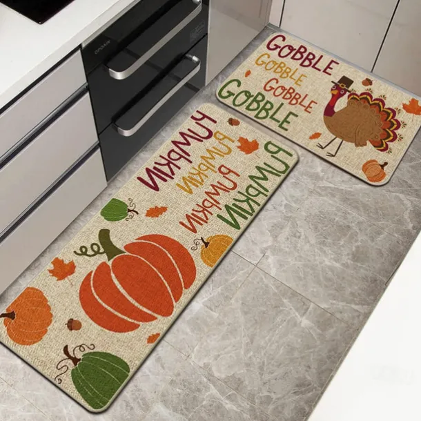 Autumn Pumpkin Truck Area Rug Kitchen Mat Non-Slip Oil Proof Floor Mat Livingroom Rug Indoor Outdoor Mat Bedroom Decor Bathroom Mat Entrance Rug Door Mat