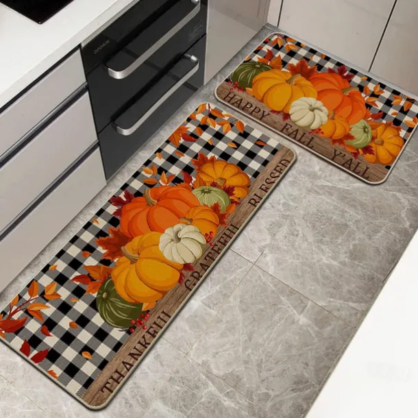 Autumn Pumpkin Truck Area Rug Kitchen Mat Non-Slip Oil Proof Floor Mat Livingroom Rug Indoor Outdoor Mat Bedroom Decor Bathroom Mat Entrance Rug Door Mat