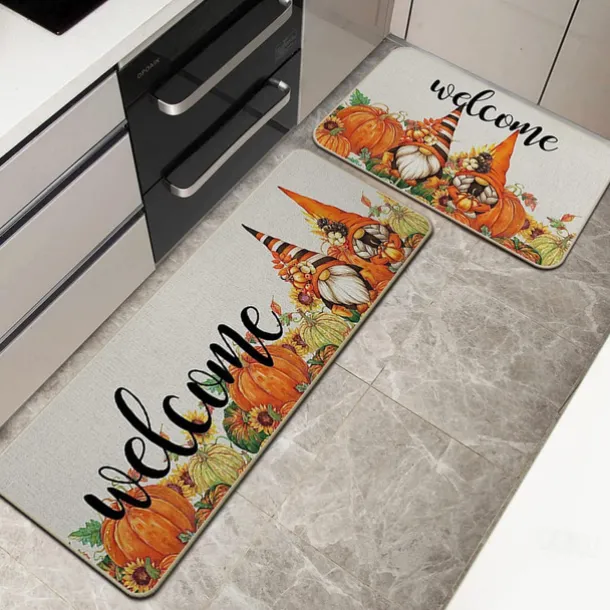 Autumn Pumpkin Truck Area Rug Kitchen Mat Non-Slip Oil Proof Floor Mat Livingroom Rug Indoor Outdoor Mat Bedroom Decor Bathroom Mat Entrance Rug Door Mat