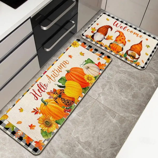 Autumn Pumpkin Truck Area Rug Kitchen Mat Non-Slip Oil Proof Floor Mat Livingroom Rug Indoor Outdoor Mat Bedroom Decor Bathroom Mat Entrance Rug Door Mat