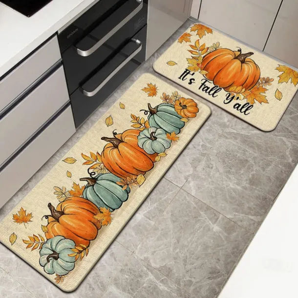 Autumn Pumpkin Truck Area Rug Kitchen Mat Non-Slip Oil Proof Floor Mat Livingroom Rug Indoor Outdoor Mat Bedroom Decor Bathroom Mat Entrance Rug Door Mat