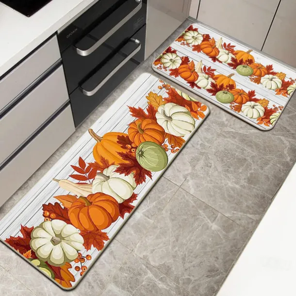 Autumn Pumpkin Truck Area Rug Kitchen Mat Non-Slip Oil Proof Floor Mat Livingroom Rug Indoor Outdoor Mat Bedroom Decor Bathroom Mat Entrance Rug Door Mat