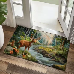Autumn Quilt Forest Deer Doormat Kitchen Mat Floor Mat Non-Slip Area Rug Oil Proof Rug Indoor Outdoor Mat Bedroom Decor Bathroom Mat Entrance Rug