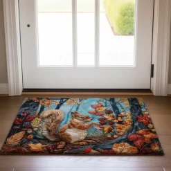 Autumn Quilt Forest Squirrel Doormat Kitchen Mat Floor Mat Non-Slip Area Rug Oil Proof Rug Indoor Outdoor Mat Bedroom Decor Bathroom Mat Entrance Rug