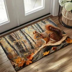 Autumn Quilt Forest Squirrel Doormat Kitchen Mat Floor Mat Non-Slip Area Rug Oil Proof Rug Indoor Outdoor Mat Bedroom Decor Bathroom Mat Entrance Rug