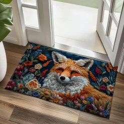 Autumn Quilt Fox Doormat Kitchen Mat Floor Mat Non-Slip Area Rug Oil Proof Rug Indoor Outdoor Mat Bedroom Decor Bathroom Mat Entrance Rug