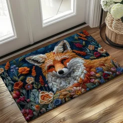 Autumn Quilt Fox Doormat Kitchen Mat Floor Mat Non-Slip Area Rug Oil Proof Rug Indoor Outdoor Mat Bedroom Decor Bathroom Mat Entrance Rug