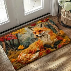 Autumn Quilt Fox Doormat Kitchen Mat Floor Mat Non-Slip Area Rug Oil Proof Rug Indoor Outdoor Mat Bedroom Decor Bathroom Mat Entrance Rug