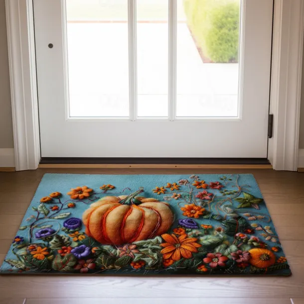 Autumn Quilt Pumpkin Doormat Kitchen Mat Floor Mat Non-Slip Area Rug Oil Proof Rug Indoor Outdoor Mat Bedroom Decor Bathroom Mat Entrance Rug