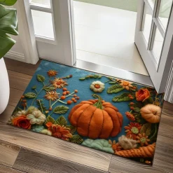 Autumn Quilt Pumpkin Doormat Kitchen Mat Floor Mat Non-Slip Area Rug Oil Proof Rug Indoor Outdoor Mat Bedroom Decor Bathroom Mat Entrance Rug