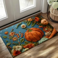 Autumn Quilt Pumpkin Doormat Kitchen Mat Floor Mat Non-Slip Area Rug Oil Proof Rug Indoor Outdoor Mat Bedroom Decor Bathroom Mat Entrance Rug
