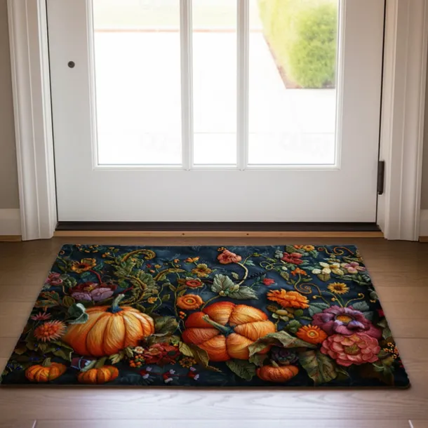 Autumn Quilt Pumpkin Doormat Kitchen Mat Floor Mat Non-Slip Area Rug Oil Proof Rug Indoor Outdoor Mat Bedroom Decor Bathroom Mat Entrance Rug