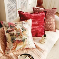 Autumn Winter Red Textured Decorative Toss Pillows Cover 1PC Exotic Soft Square Couch Cushion Case Pillowcase for Bedroom Livingroom Sofa Chair