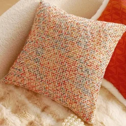 Autumn Winter Red Textured Decorative Toss Pillows Cover 1PC Exotic Soft Square Couch Cushion Case Pillowcase for Bedroom Livingroom Sofa Chair