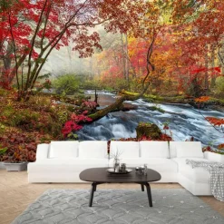 Autumn Yellow Forest Scenery Hanging tapestry mural art large-scale tapestry mural decoration photos background carpet curtains home bedroom living room decoration