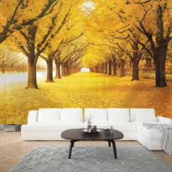 Autumn Yellow Forest Scenery Hanging tapestry mural art large-scale tapestry mural decoration photos background carpet curtains home bedroom living room decoration
