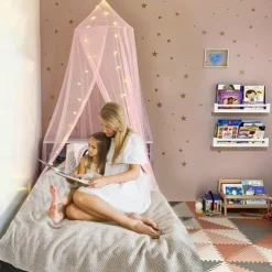 Baby Bed Curtain Canopy Round Crib Tent Hung Dome Curtain Net Bed Canopy