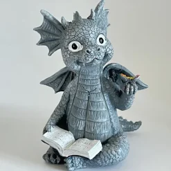 Baby Dragon Reading Book Statue Dragon Sculpture Garden Statue Sculptures for Outdoor Garden Backyard Porch Decoration