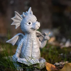 Baby Dragon Reading Book Statue Dragon Sculpture Garden Statue Sculptures for Outdoor Garden Backyard Porch Decoration