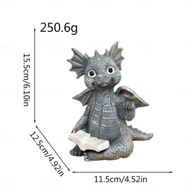 Baby Dragon Reading Book Statue Dragon Sculpture Garden Statue Sculptures for Outdoor Garden Backyard Porch Decoration