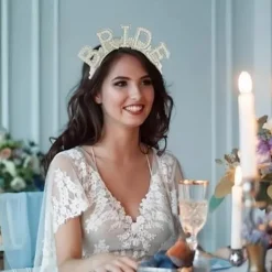 Bachelorette Party Bride Pearl Hair Hoop, Bride Tiara, Wedding Hair Accessories for Bridal Shower, Engagement, Hen Party, Bride to Be Gift