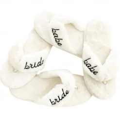 Bachelorette Party Fuzzy Flip-Flops for Bride and Bridesmaids - Ideal for Hotel Stay, Travel, Home Use, Bachelorette Parties, and Weddings