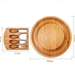 Bamboo cheese board set bamboo cheese knife cheese board drawer cheese board cheese board cutting board round cutting board