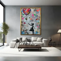 Banksy Girl Graffiti oil painting hand painted pop art painting Famous Canvas Banksy Girl Artwork painting Banksy Balloon Canvas painting wall Decoration artwork painting