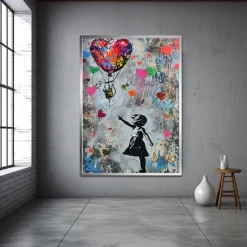 Banksy Girl Graffiti oil painting hand painted pop art painting Famous Canvas Banksy Girl Artwork painting Banksy Balloon Canvas painting wall Decoration artwork painting