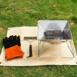 Barbecue Fire Blanket Camping Fireproof Cloth Fire Pit Mat Picnic BBQ Pad High Temperature Anti-Scald Flame Retardant Rug