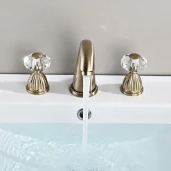 Basin Faucet Antique Bronze Bathroom Sink Faucet 3 Hole Widespread Gold Basin Mixer Hot and Cold Water Tap