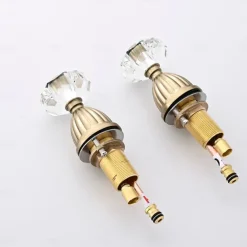 Basin Faucet Antique Bronze Bathroom Sink Faucet 3 Hole Widespread Gold Basin Mixer Hot and Cold Water Tap